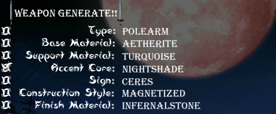 Weapon Generator for TRPG